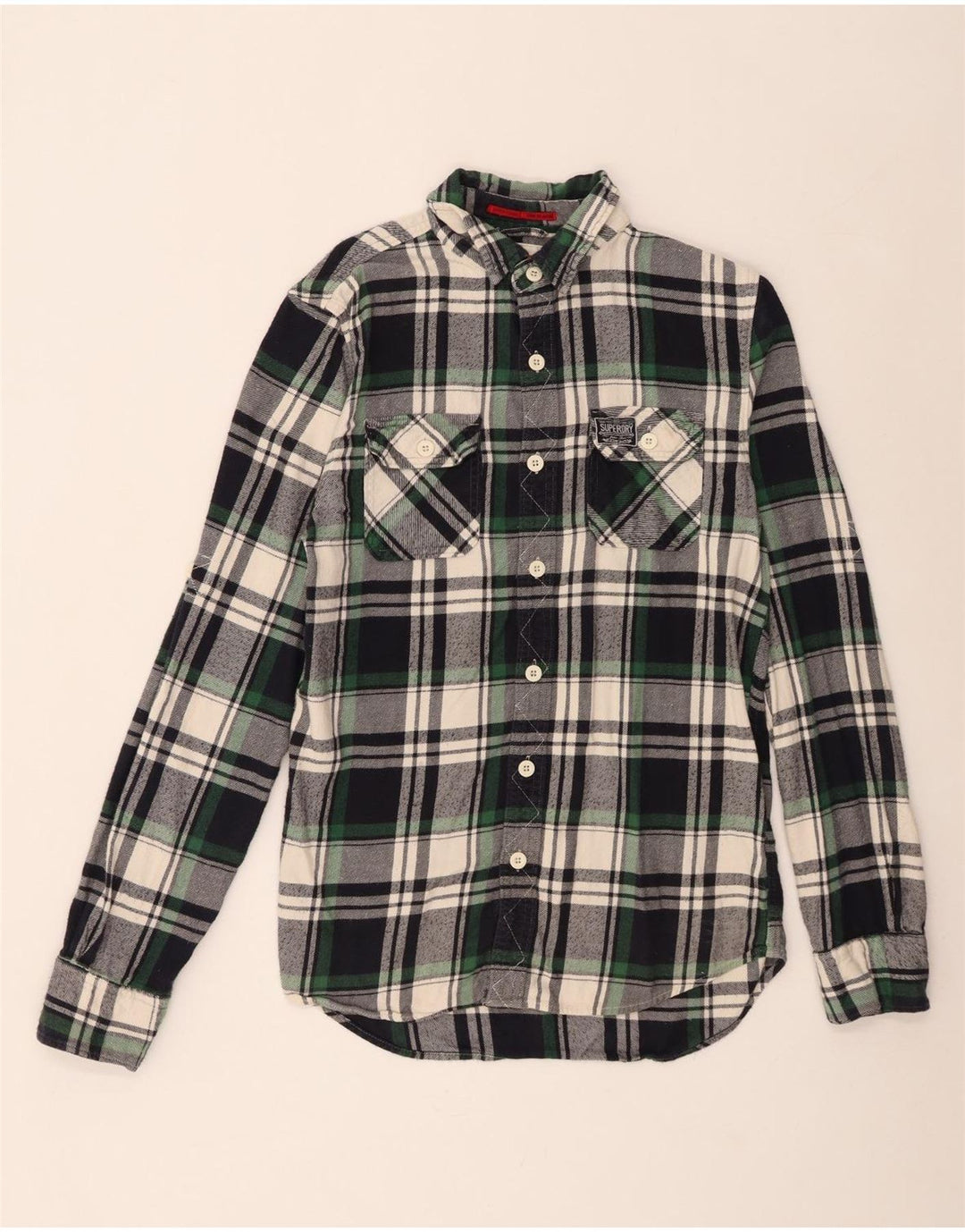 Superdry Flanelskjorte til mænd Stor marineblå ternet bomuld