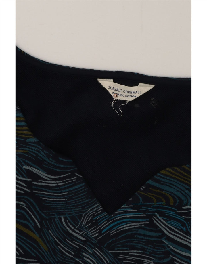 SEASALT CORNWALL Kvinder Abstrakt Mønster Skift Kjole UK 16 Stor Blå