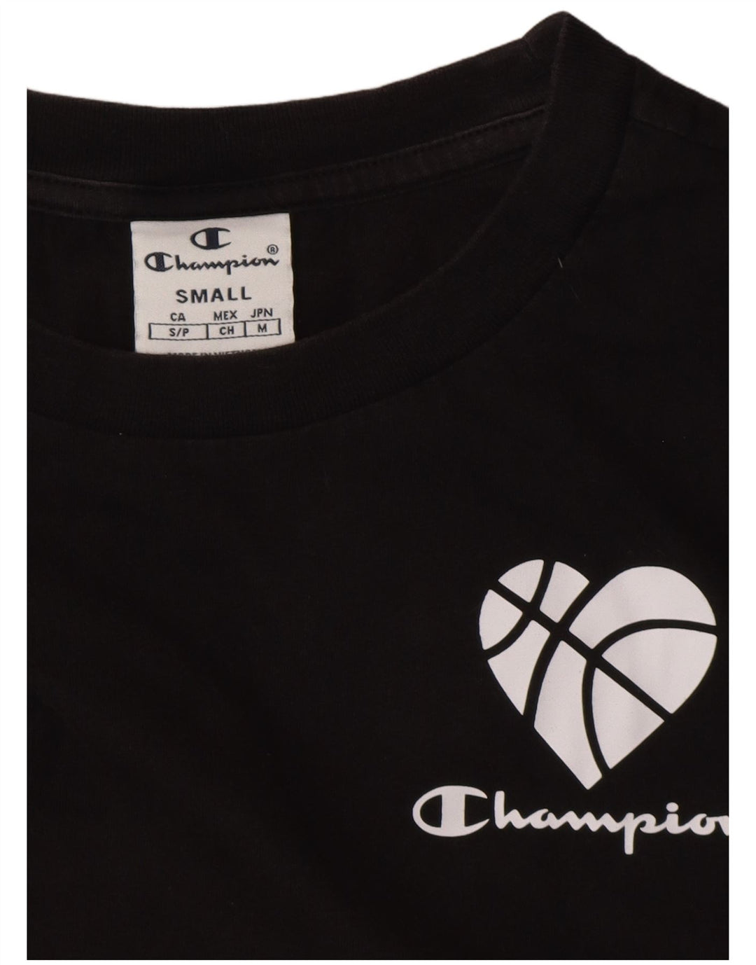 CHAMPION Womens Crop Oversized grafisk T-shirt top UK 10 Small Black