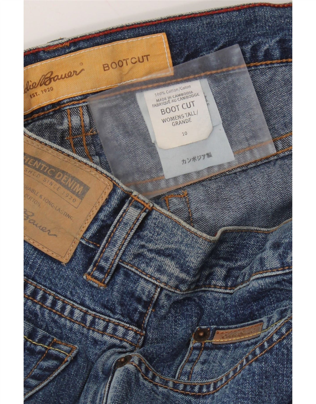 EDDIE BAUER Dame Bootcut Jeans US 10 Large W32 L35 Blue Cotton