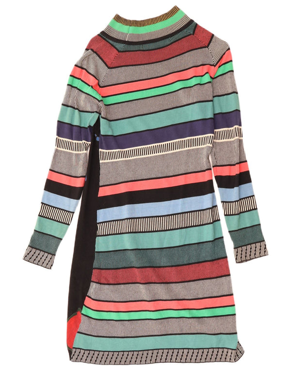 DESIGUAL Dame Langærmet Jumper Kjole UK 12 Medium Multicolored Floral