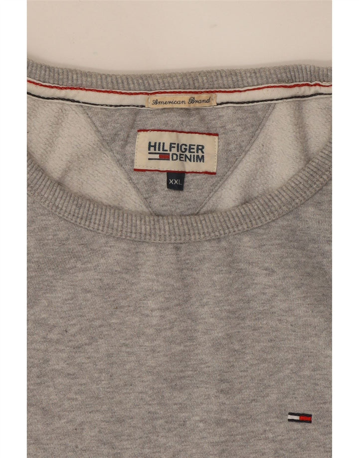 TOMMY HILFIGER Mens Crew Neck Jumper Sweater 2XL Grey Cotton Vintage Tommy Hilfiger and Second-Hand Tommy Hilfiger from Messina Hembry 