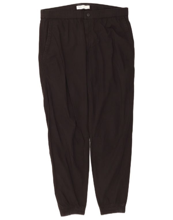 Zara Herre Joggers Chino Bukser Large W32 L26 Sort Bomuld