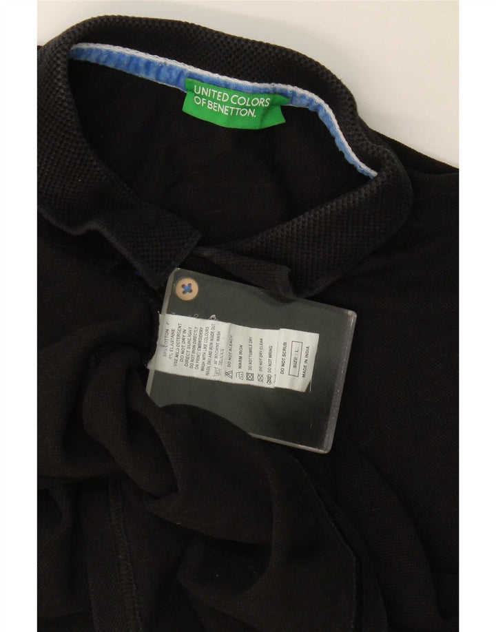 Benetton herre poloshirt Stor sort bomuld