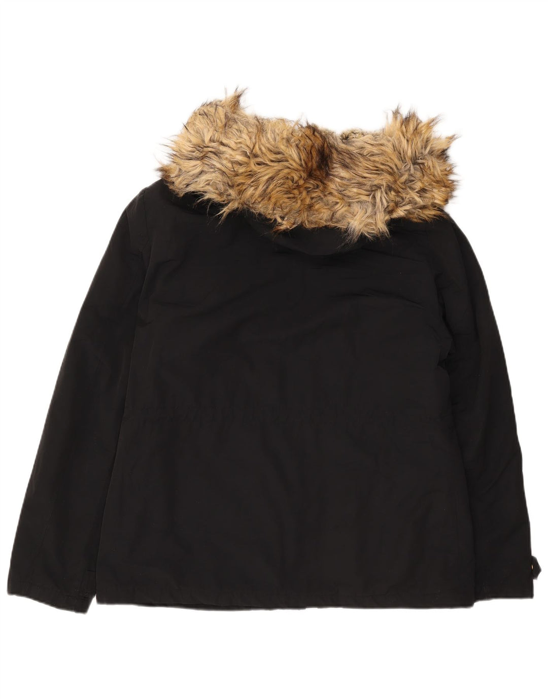 Topshop Sherpa Parkajakke med hætte til kvinder UK 16 Stor sort polyester