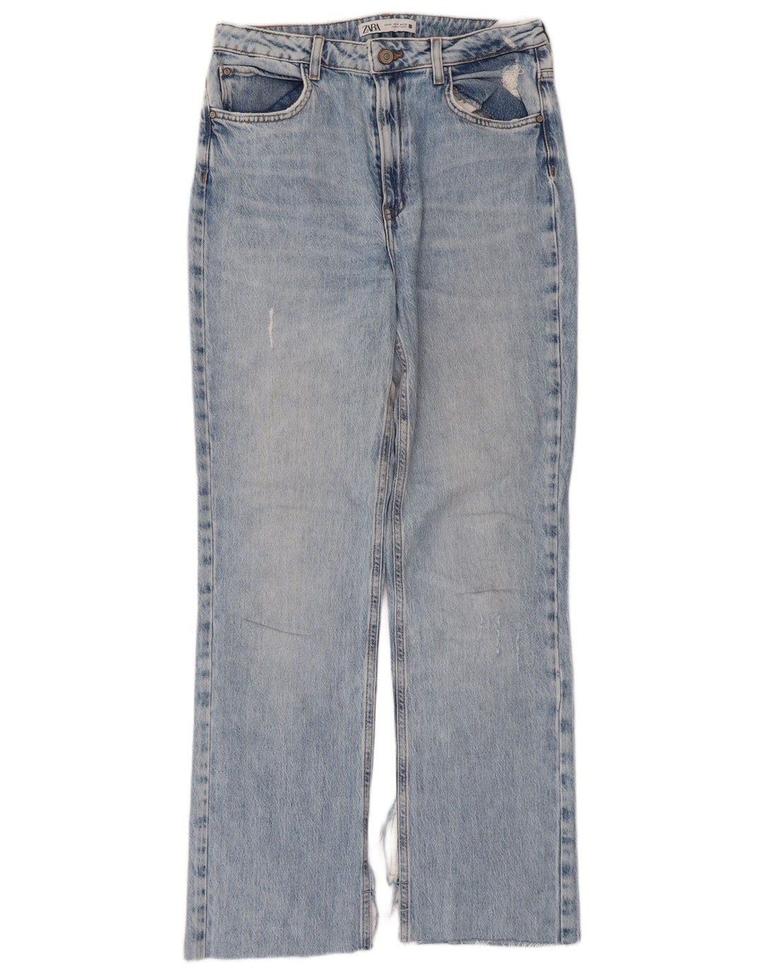 Zara Dame Straight Jeans EU 40 Medium W30 L28 Blå Bomuld
