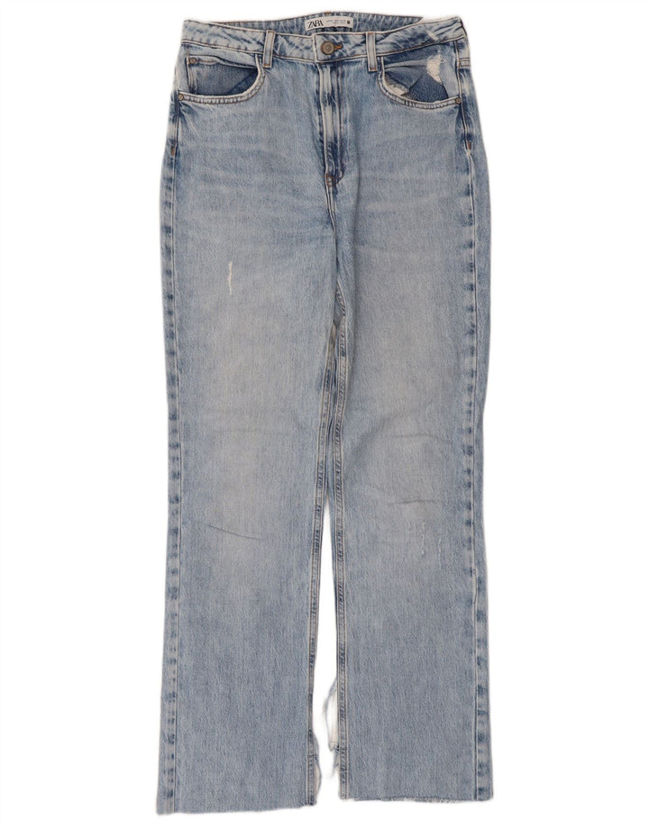 Zara Dame Straight Jeans EU 40 Medium W30 L28 Blå Bomuld