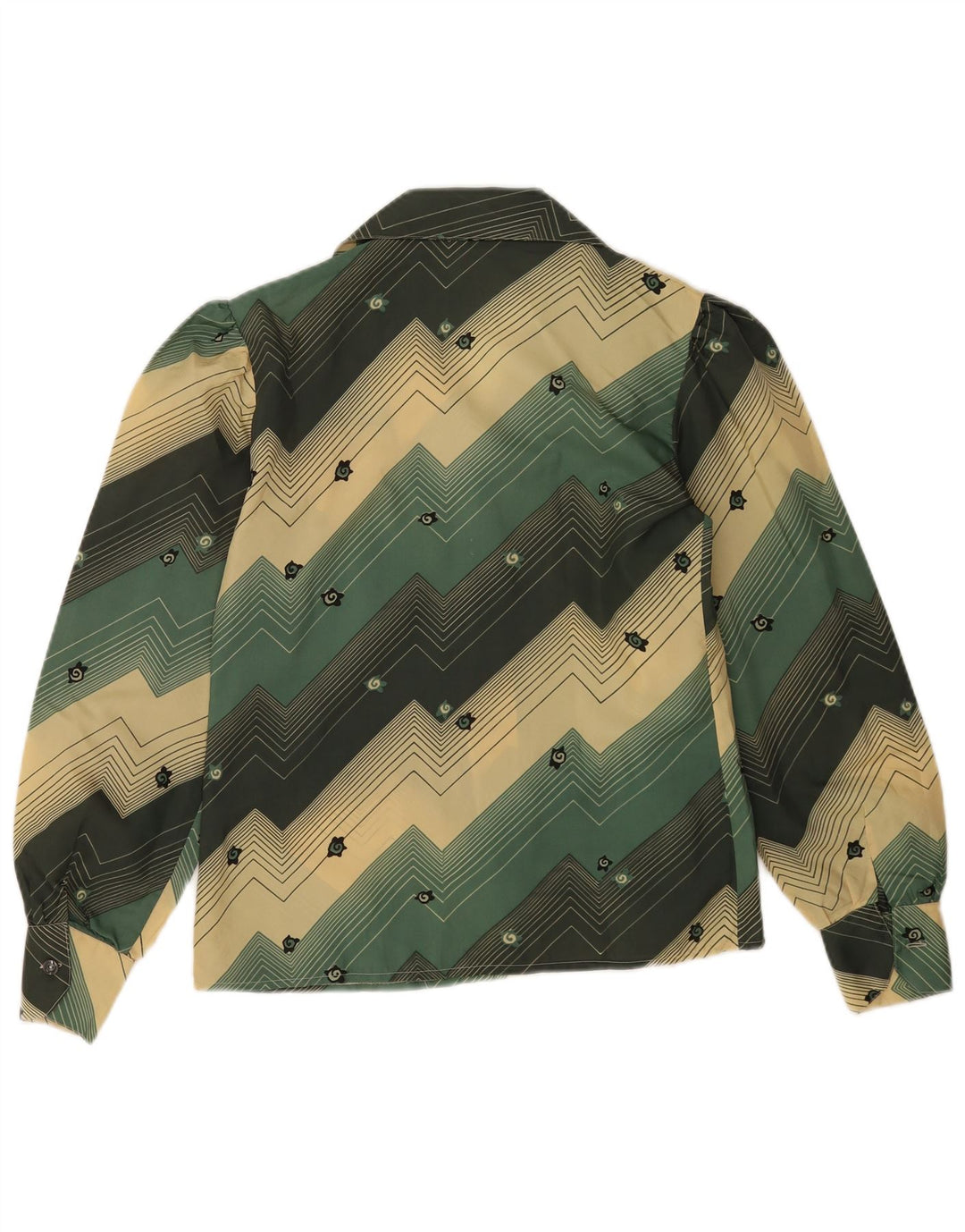 Vintage Dame Skjorte Bluse IT 46 Stor Grøn Geometrisk