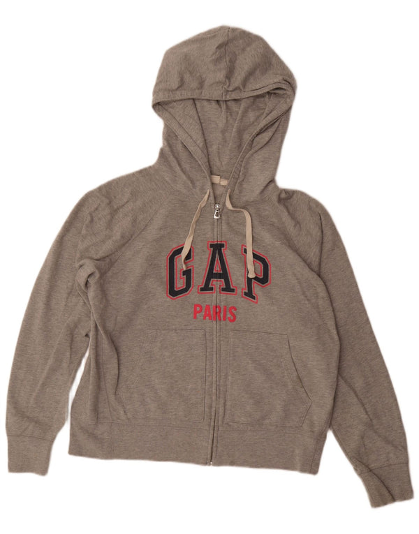 Gap Dame Grafisk Hættetrøje Sweater UK 16 Stor Grå Bomuld