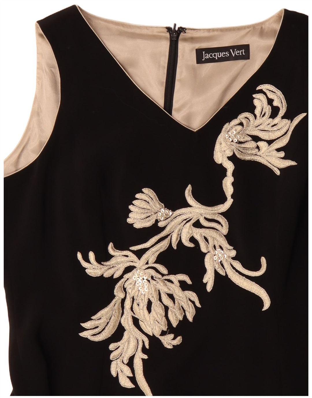 JACQUES VERT Dame ærmeløs Maxikjole UK 14 Stor sort polyester