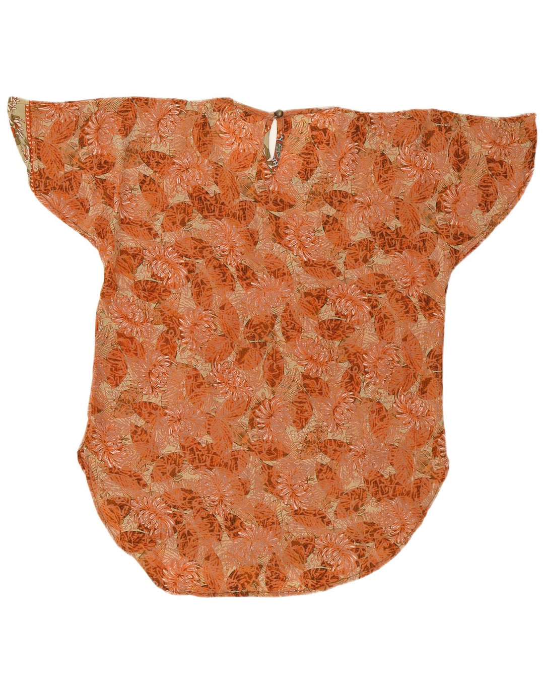 LAS MAREADAS Dame Oversized bluse Top UK 10 Small Orange Floral Silke