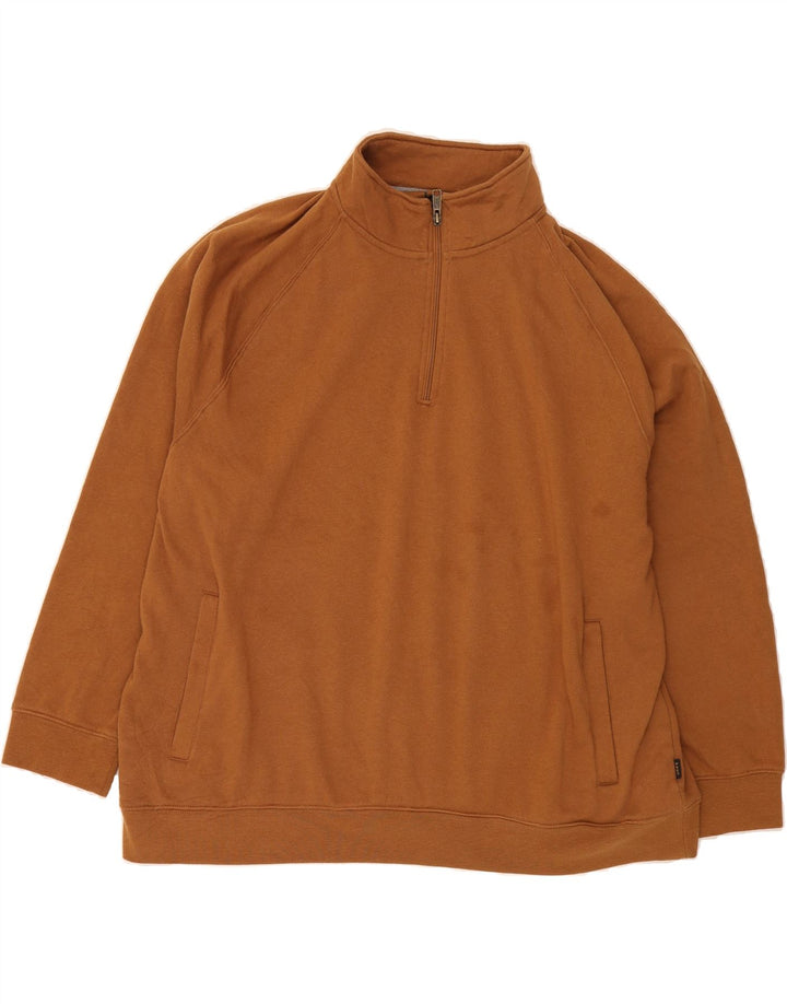 LEE Mens Regular Fit Zip Neck Sweatshirt Jumper 2XL Brown Cotton Vintage Lee and Second-Hand Lee from Messina Hembry 