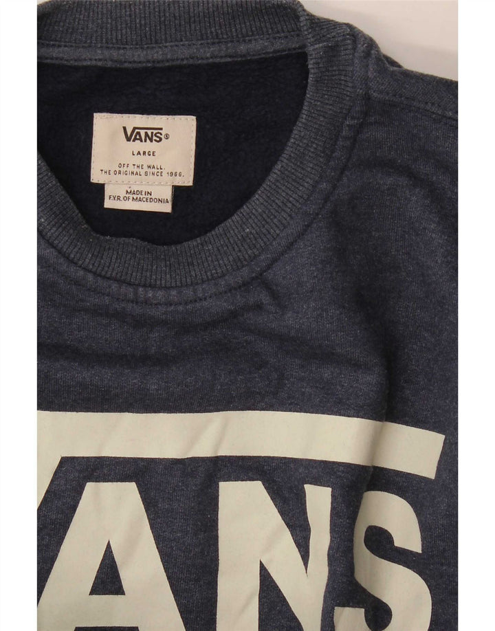 Vans Dame Grafisk Sweatshirt Jumper UK 16 Large Navy Blue