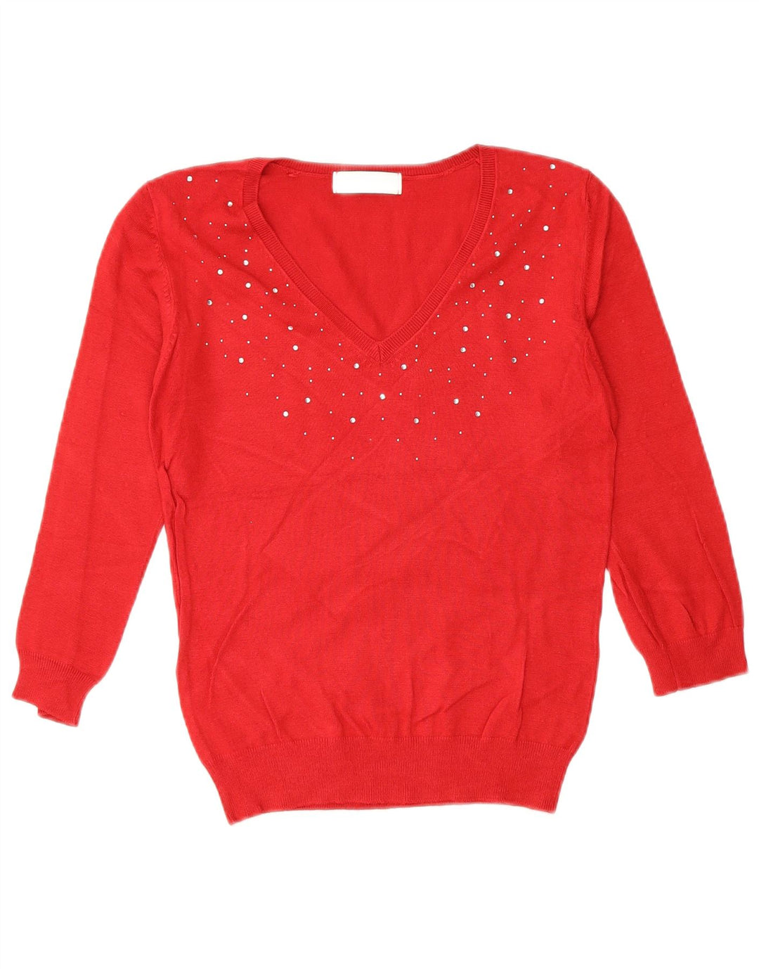 Marks & Spencer Dame V-hals sweater UK 10 Lille rød viskose