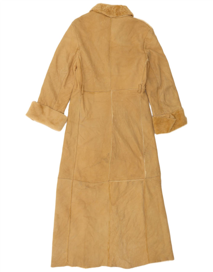 VINTAGE Womens Shearling Coat IT 44 Medium Beige Leather