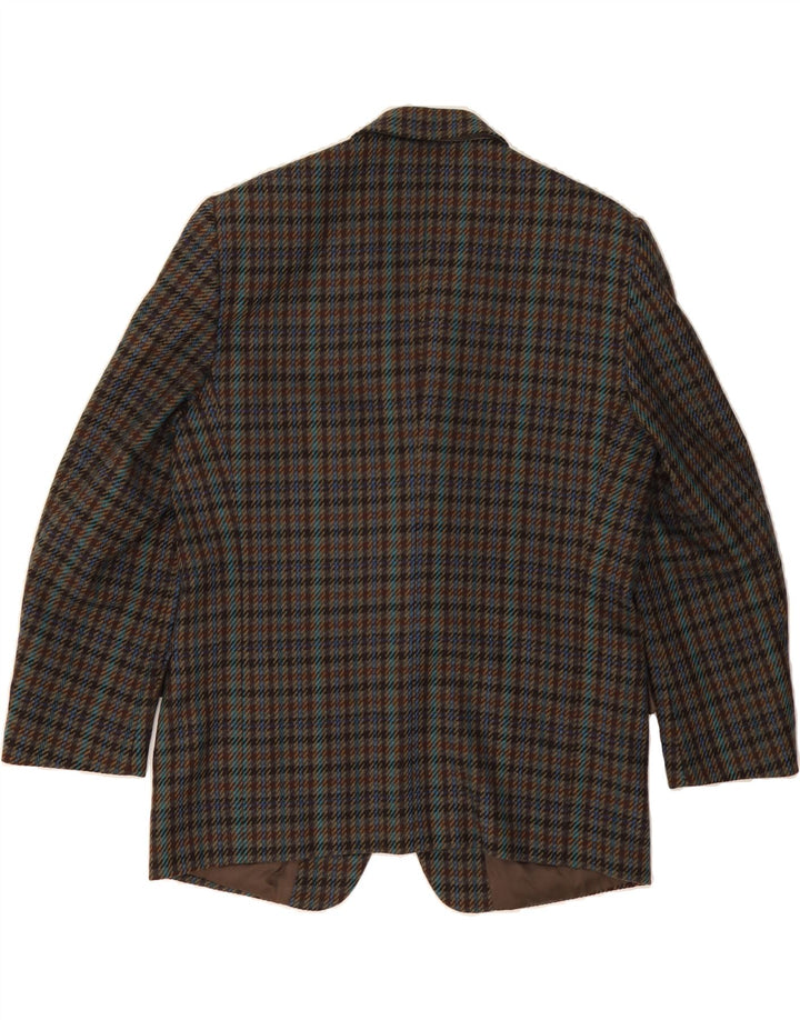 FACIS Mens 2 Button Blazer Jacket IT 50 Large Grey Check Virgin Wool Vintage Facis and Second-Hand Facis from Messina Hembry 