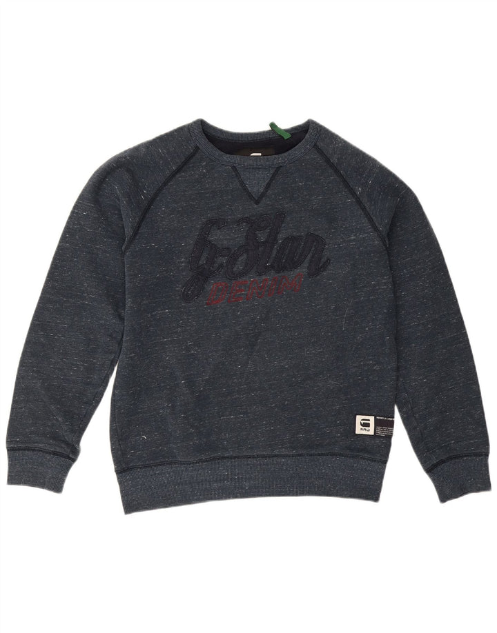 G-Star grafisk sweatshirt til mænd, lille marineblå flækket bomuld