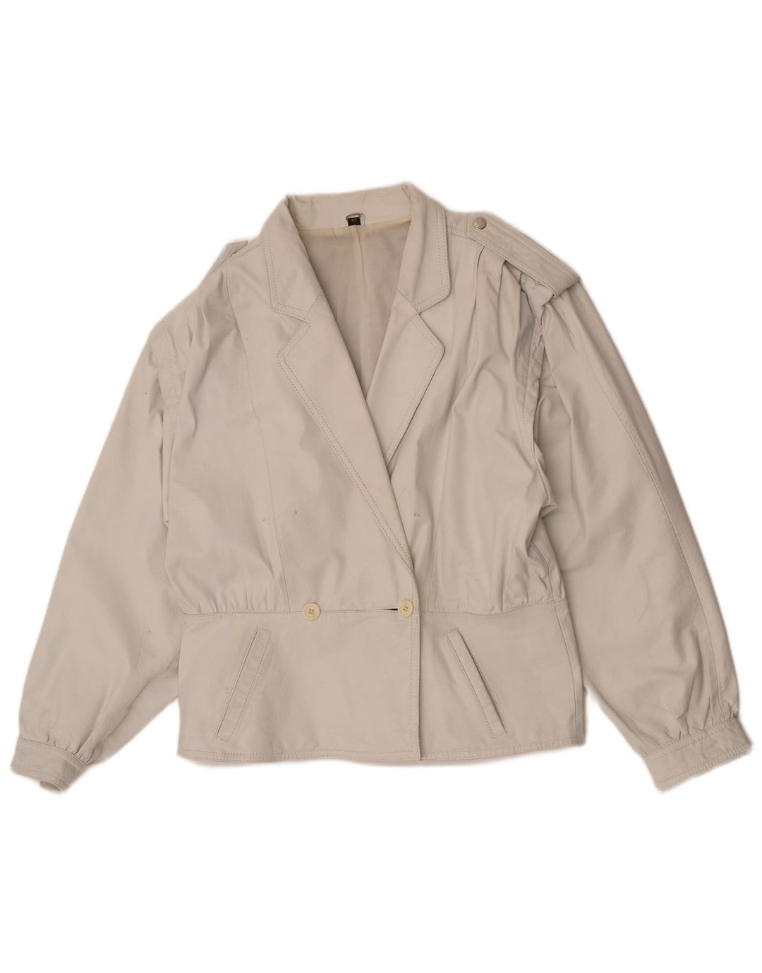 Vintage dame militær læderjakke EU 42 Stor hvid læder