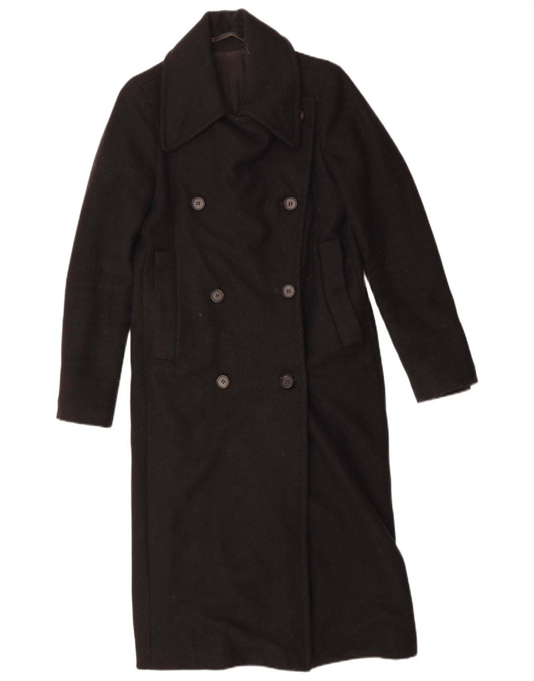 ALL SAINTS Womens Longline Double Breasted Coat UK 8 Small  Black Wool