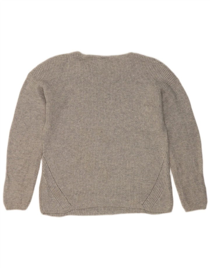Marks & Spencer Dame Boat Neck Jumper Sweater UK 12 Medium Silver