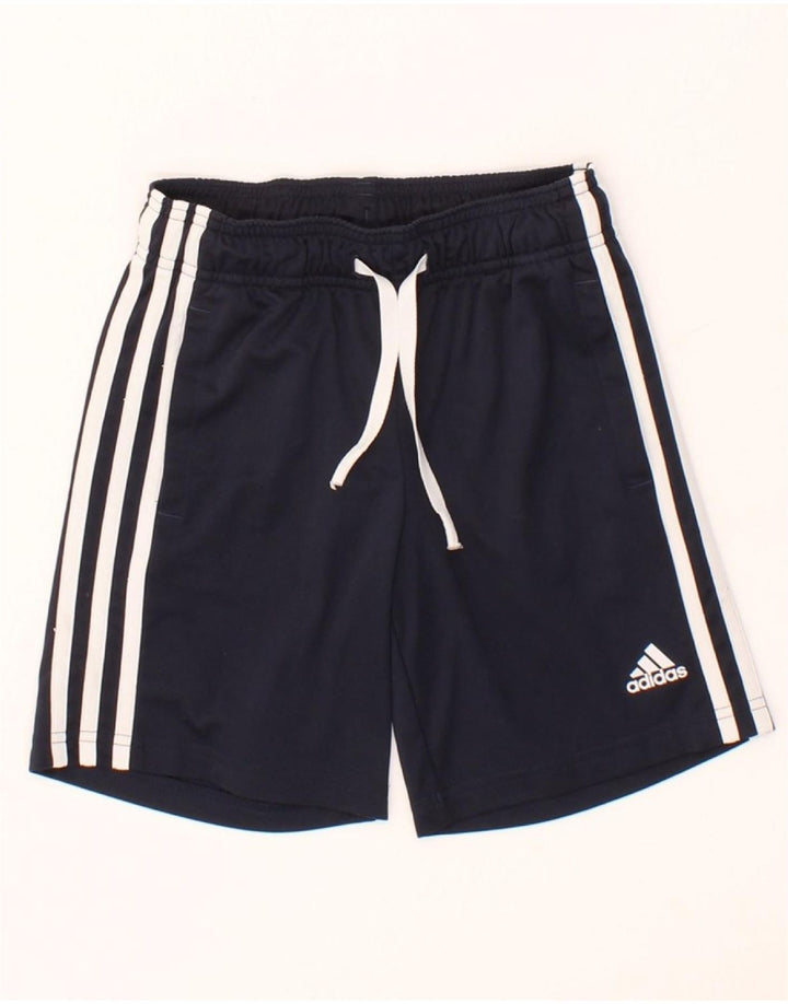 ADIDAS Boys Aeroready Sport Shorts 7-8 Years Navy Blue Polyester Vintage Adidas and Second-Hand Adidas from Messina Hembry 
