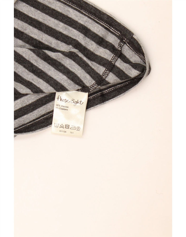 Phase Eight Dame Drop Neck Top 3/4 ærme UK 10 Små grå stribet