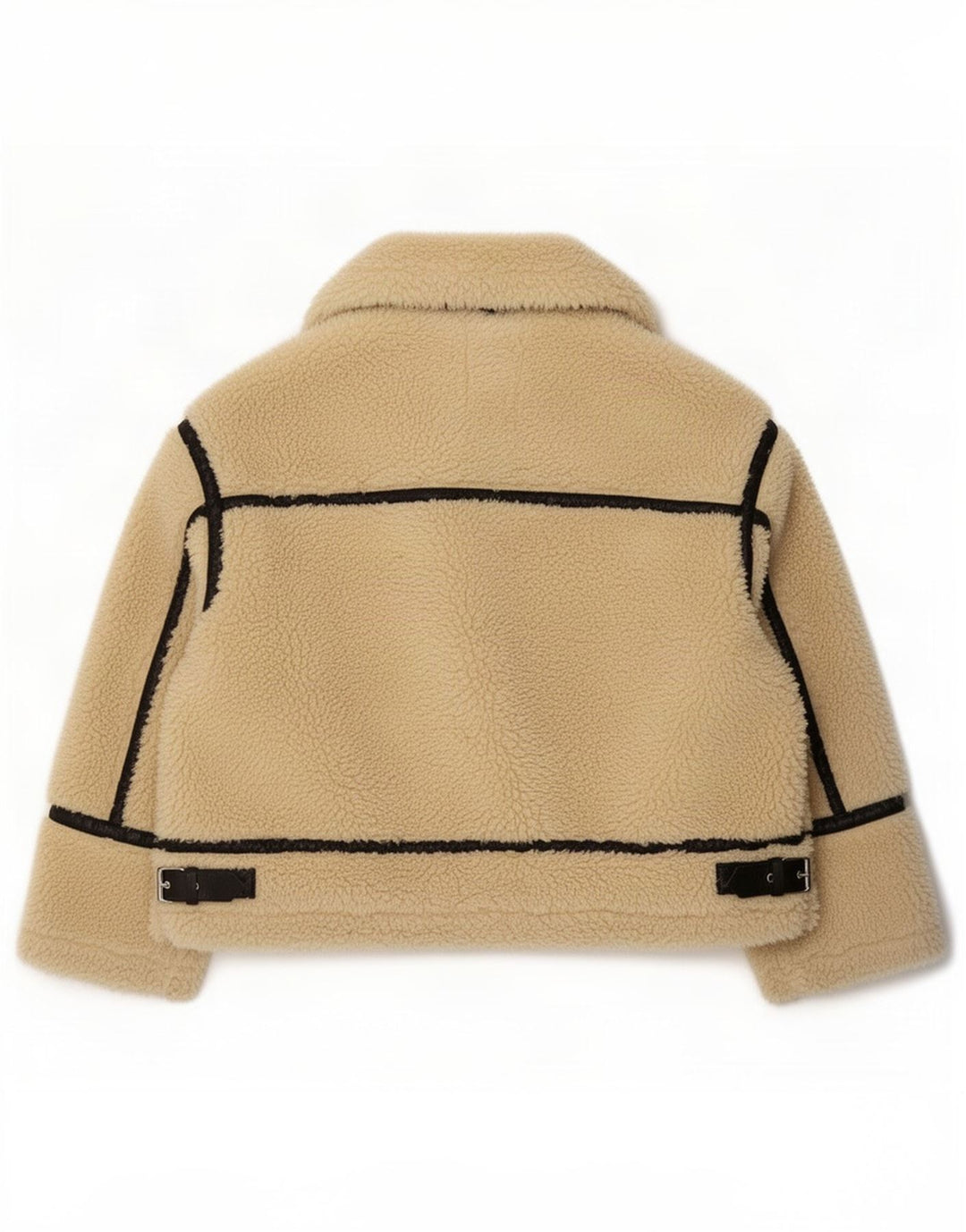 Zara Dame Oversized Sherpa Jacket UK 14 Large Beige Colourblock
