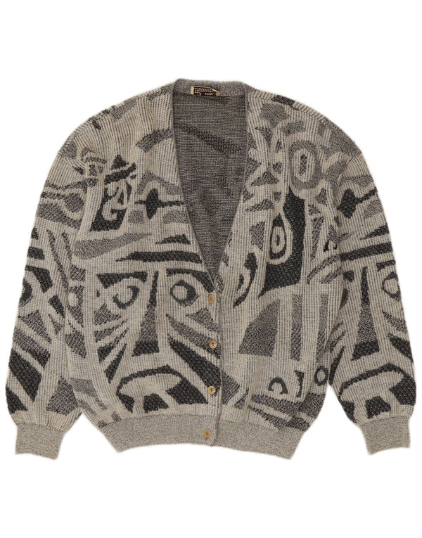 Bizzarro Dame Oversized Cardigan Sweater IT 44 Medium Grå Geometrisk