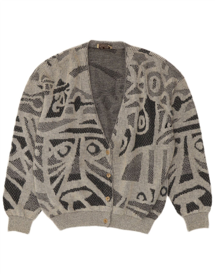 Bizzarro Dame Oversized Cardigan Sweater IT 44 Medium Grå Geometrisk