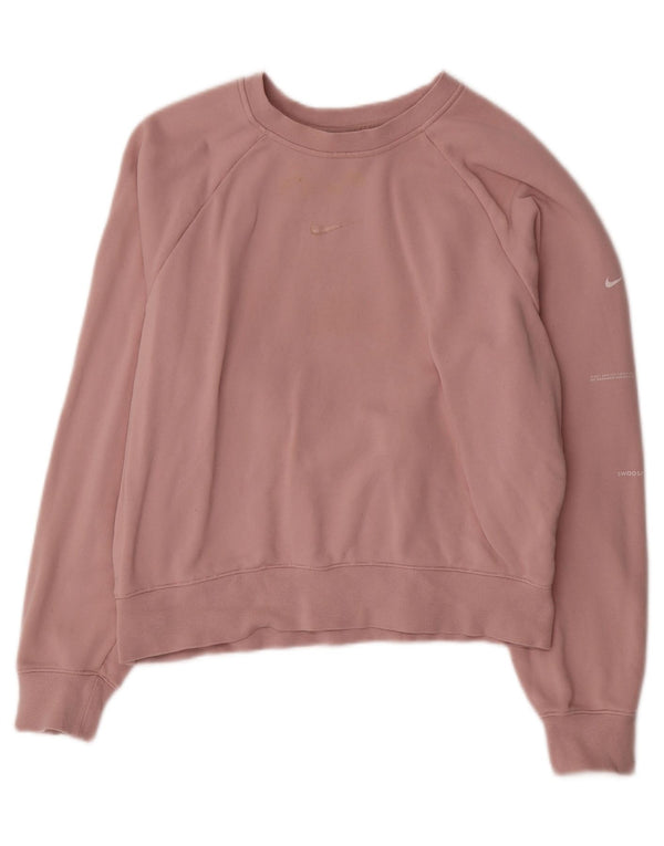 Nike Dame Sweatshirt Jumper UK 16 Large Pink Bomuld