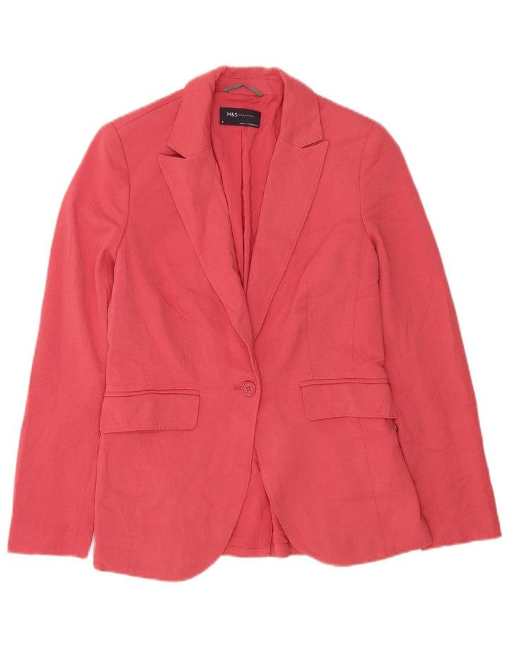 Marks & Spencer Dame 1-knaps blazerjakke UK 8 Small Pink Polyester