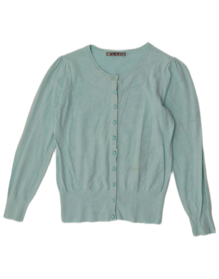 Marks & Spencer dame cardigan sweater UK 12 Medium turkis viskose