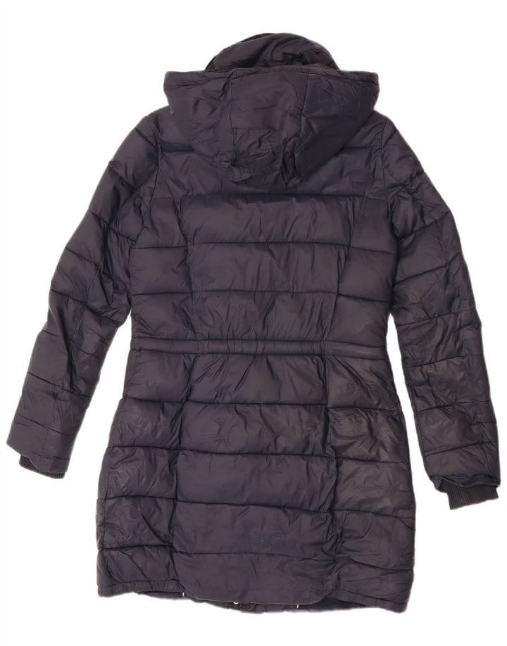 Massimo Dutti Dame Hætte Polstret Frakke UK 10 Small Black Nylon