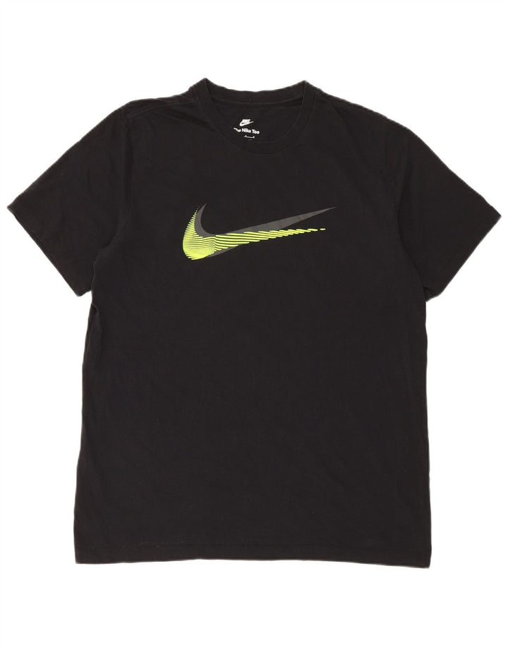 NIKE Grafisk T-shirt top til mænd Stor sort bomuld