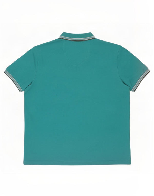 Hugo Boss herre poloshirt 3XL turkis stribet bomuld