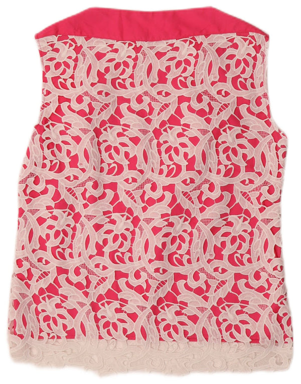 NARACAMICIE Womens Oversized Sleeveless Blouse Top UK 16 Large Pink Floral