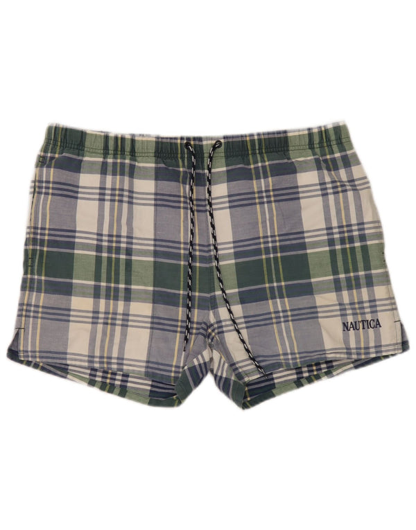Nautica Badeshorts til mænd mellemgrøn ternet bomuld