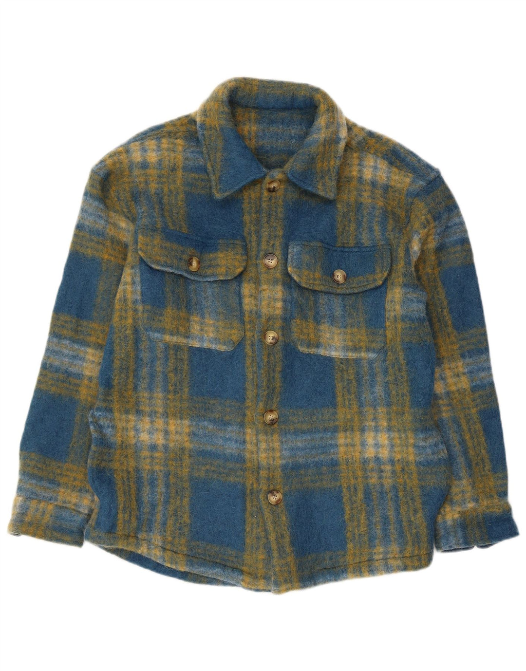 Zara Herre Overshirt Flanellskjorte Stor Blå Plaid