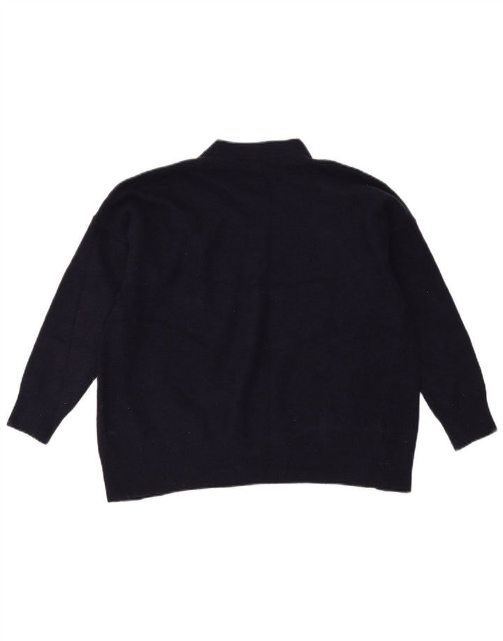 Zara Dame Oversized Turtle Neck sweater UK 6 XS Marineblå Uld