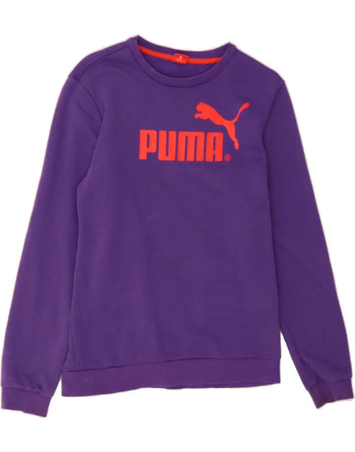 PUMA Boys Graphic Sweatshirt Jumper 15-16 Years Purple Cotton Vintage Puma and Second-Hand Puma from Messina Hembry 