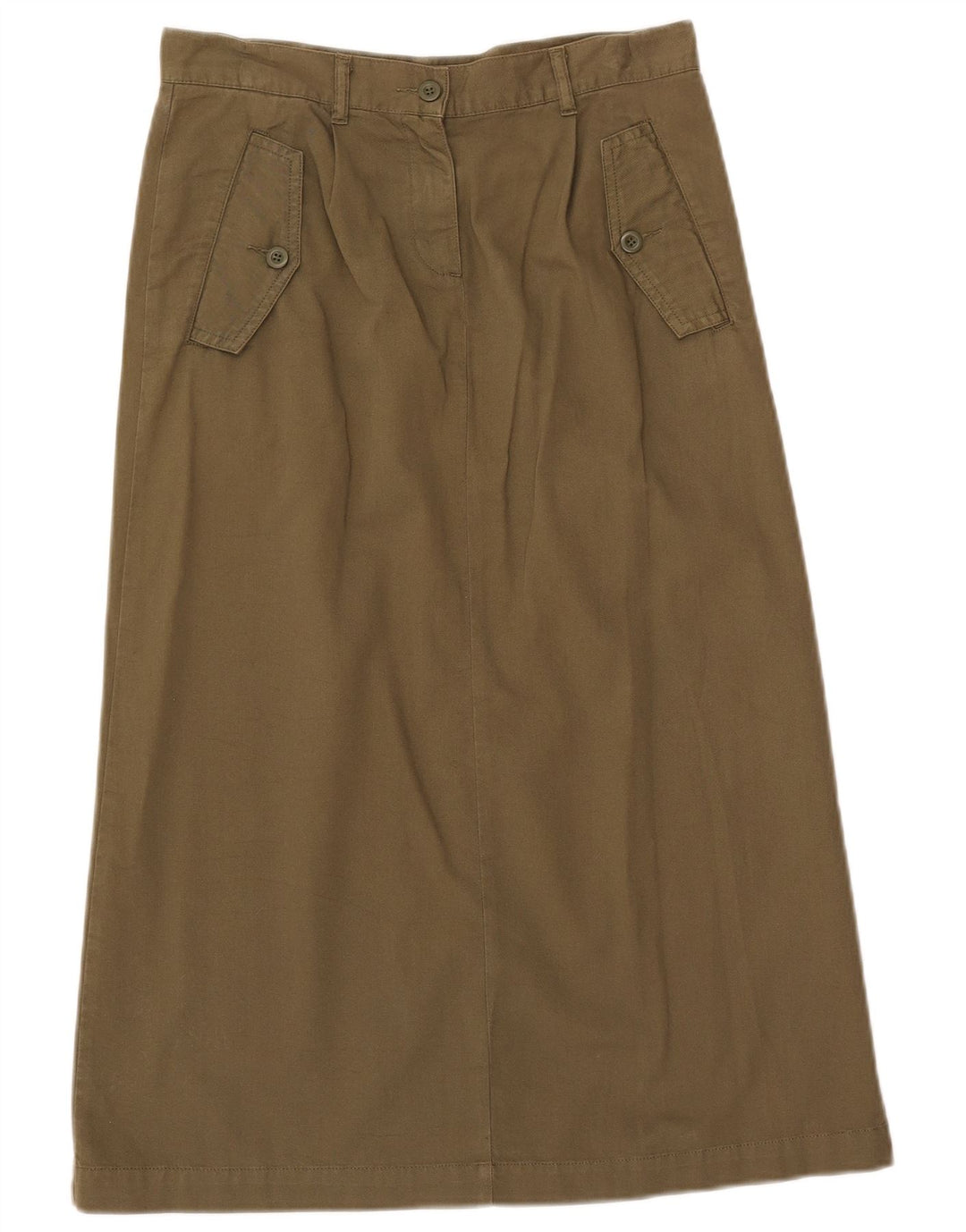 Benetton Dame A-Line Nederdel IT 40 Small W28 Khaki Bomuld