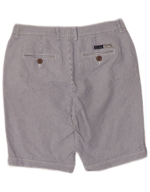 Superdry Chino Shorts til kvinder UK 8 Small W30 Blue Pinstripe Bomuld