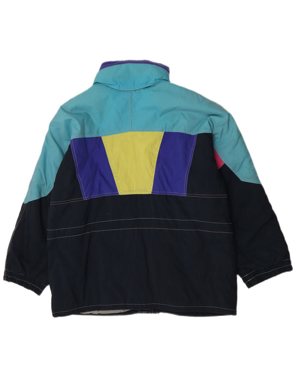 Colmar Dame Hætte Loose Fit Skijakke Str. 42 Large Blue Colourblock
