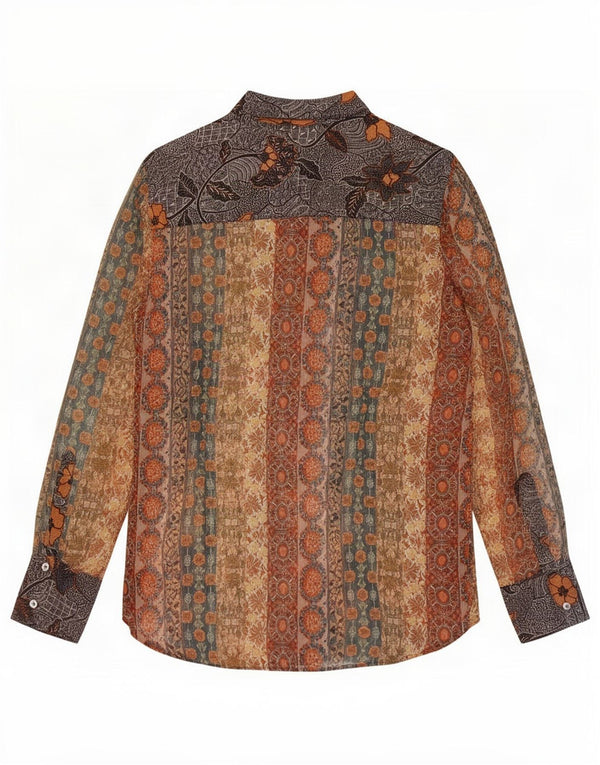 Desigual skjortebluse til kvinder UK 16 Large Brown Floral Polyester