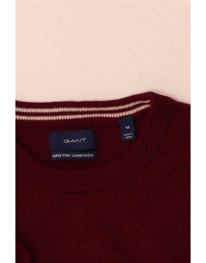 Gant Herre Crew Neck Jumper Sweater Medium Burgundy lammeuld