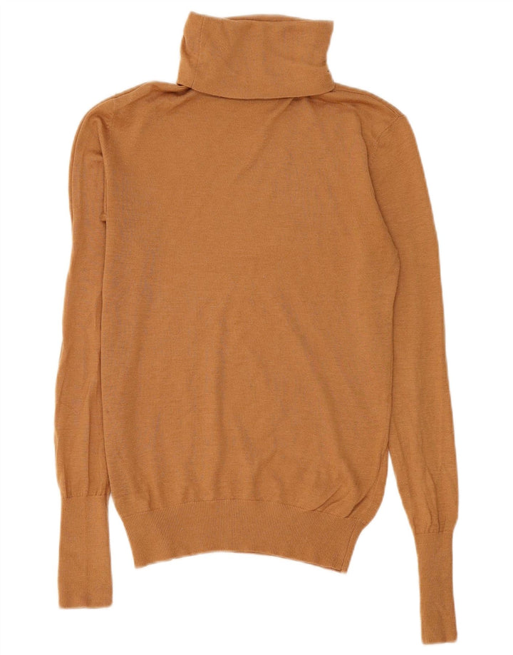 Zara Dame Roll Neck Jumper Sweater UK 12 Medium Brown Modal