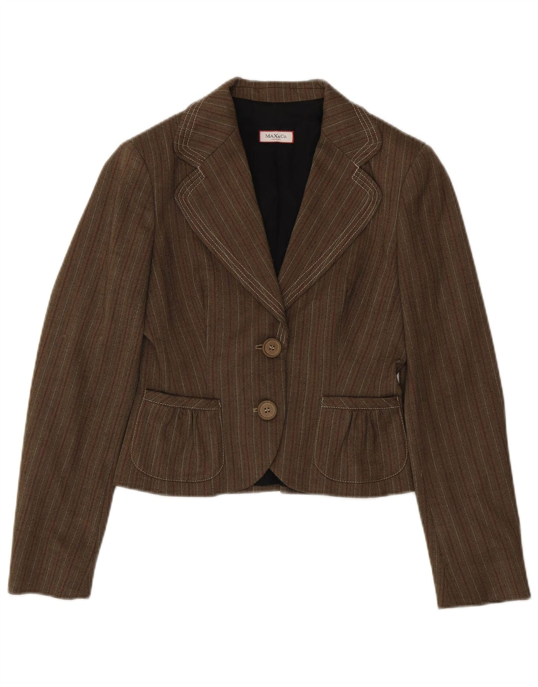 Max & Co. Dame 2-knaps blazerjakke UK 10 Lille brun stribet