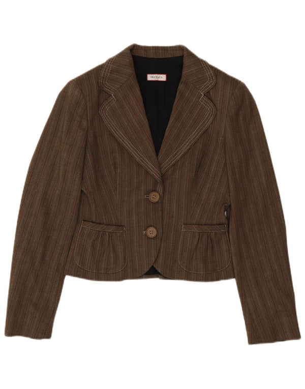 Max & Co. Dame 2-knaps blazerjakke UK 10 Lille brun stribet