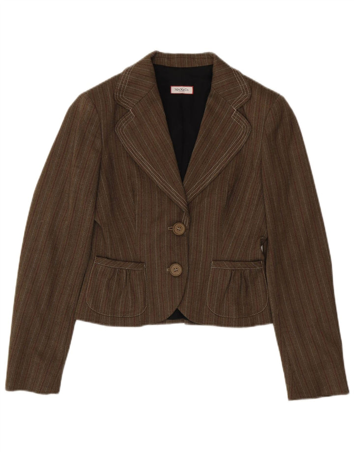 Max & Co. Dame 2-knaps blazerjakke UK 10 Lille brun stribet