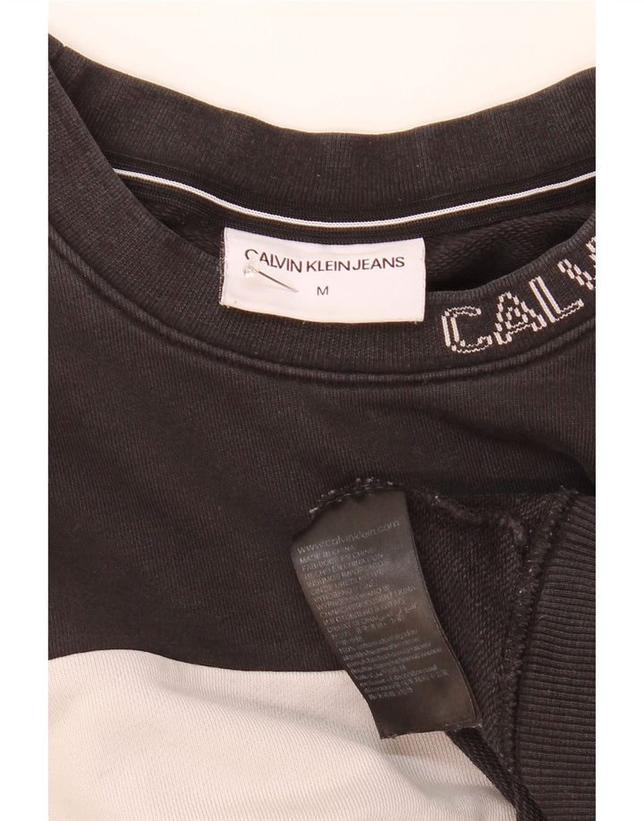 Calvin Klein Jeans Herre Grafisk Sweatshirt Jumper Medium Sort Colourblock